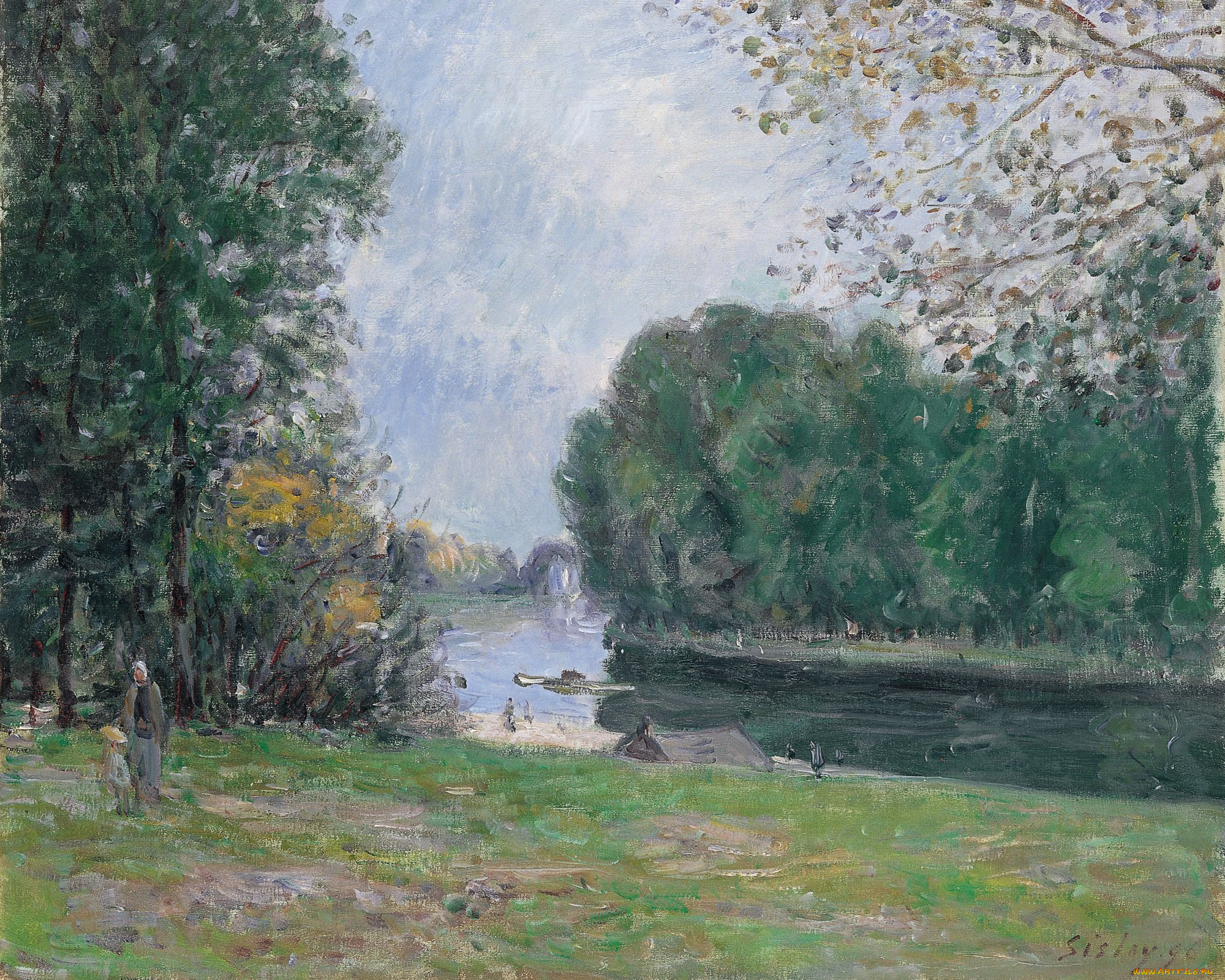 a turn of the river loing summer, , alfred sisley, , , , , 